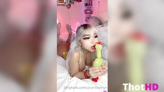 Asianbunnyx ass blowjob Dildo tongue out OnlyFans