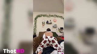 Raeleerudolph22 from behind ass spread legs on bed OF