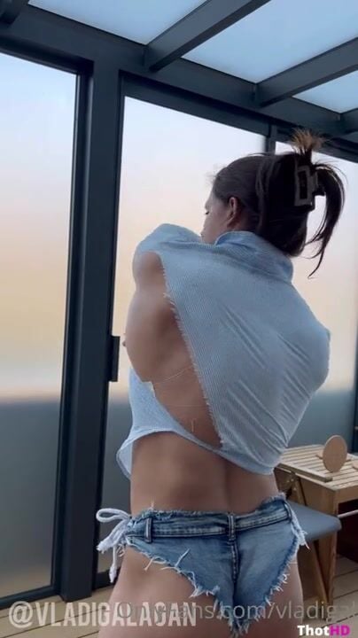 Vladislava Galagan denim shorts ass torn shirt underbutt OF Video