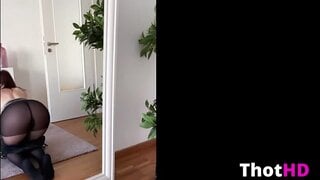 Anne Wuensche mirror ass pantyhose thighhighs Video