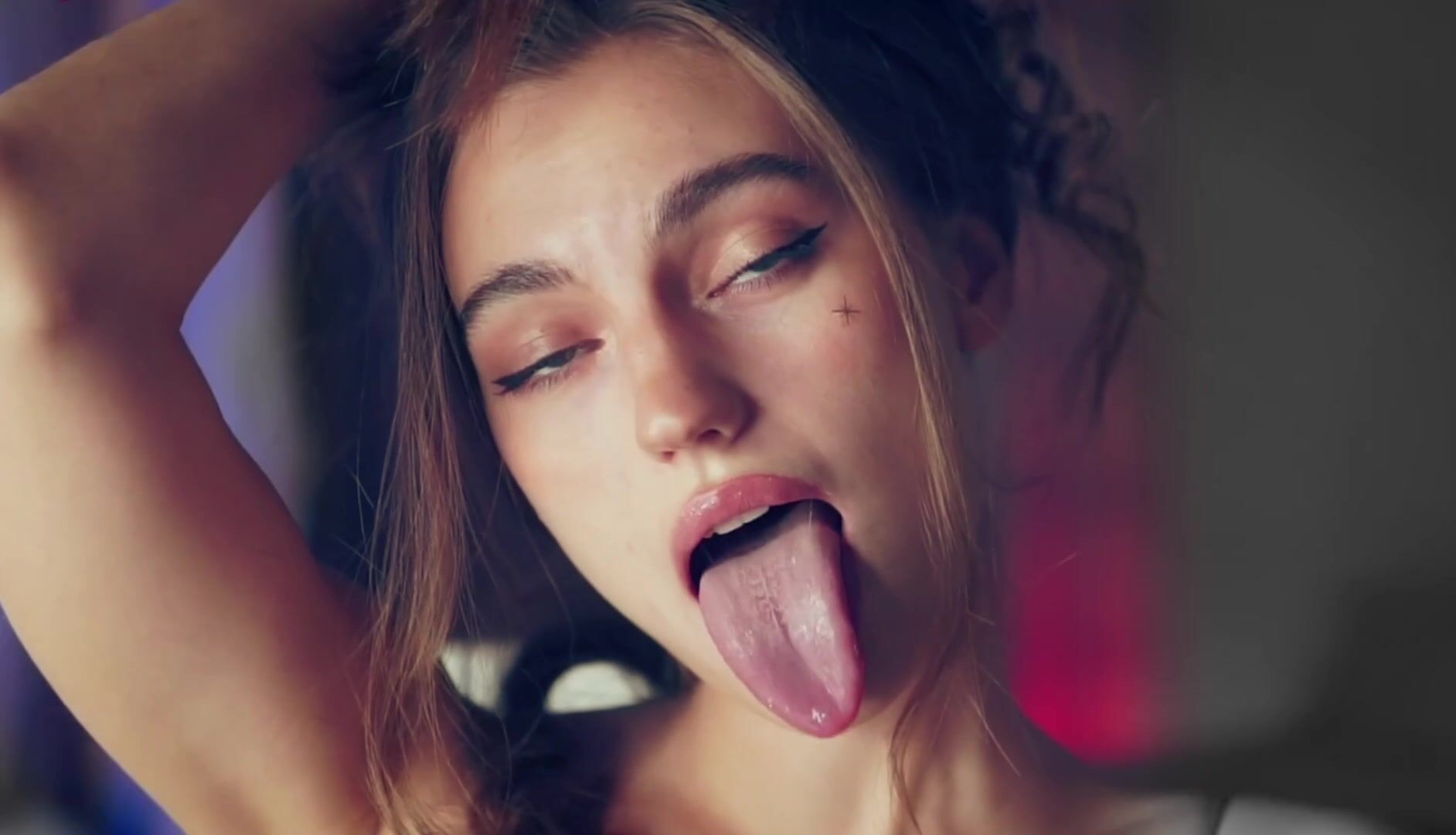 Hollybunny tongue out saliva close-up ahegao Leaked OF
