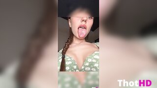 Hollybunny tongue out close-up saliva flat chest OnlyFans Leak