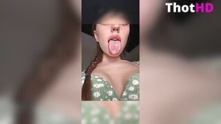 Hollybunny tongue out close-up saliva flat chest OnlyFans Leak