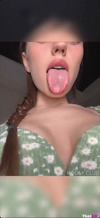 Hollybunny tongue out close-up saliva flat chest OnlyFans Leak