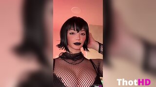 Athenakami cleavage fishnet top tongue out fishnet bodysuit OF Video