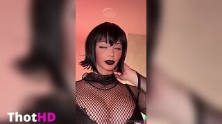 Athenakami cleavage fishnet top tongue out fishnet bodysuit OF Video