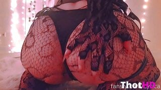 Lyrica ass close-up fishnet pantyhose bodysuit OF Video