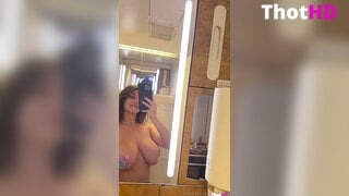 Ika D'Auria mirror bathroom Big Tits topless OF Leak