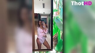 Mika Lafuente mirror flat chest close-up OF Video