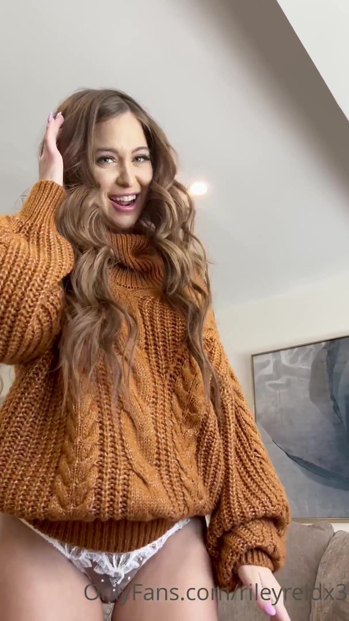 Riley Reid on couch Leaked OnlyFans
