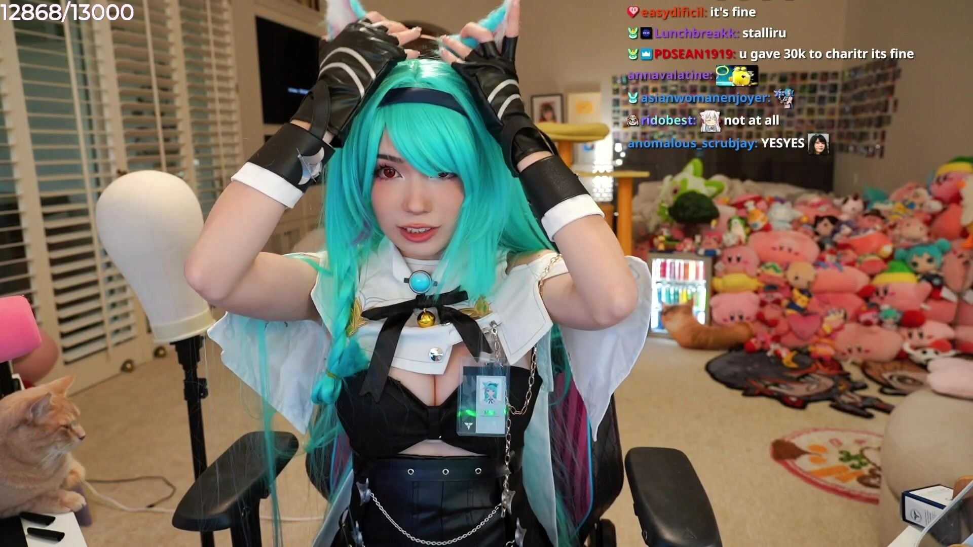 Emiru cat ears cleavage from behind OF Video