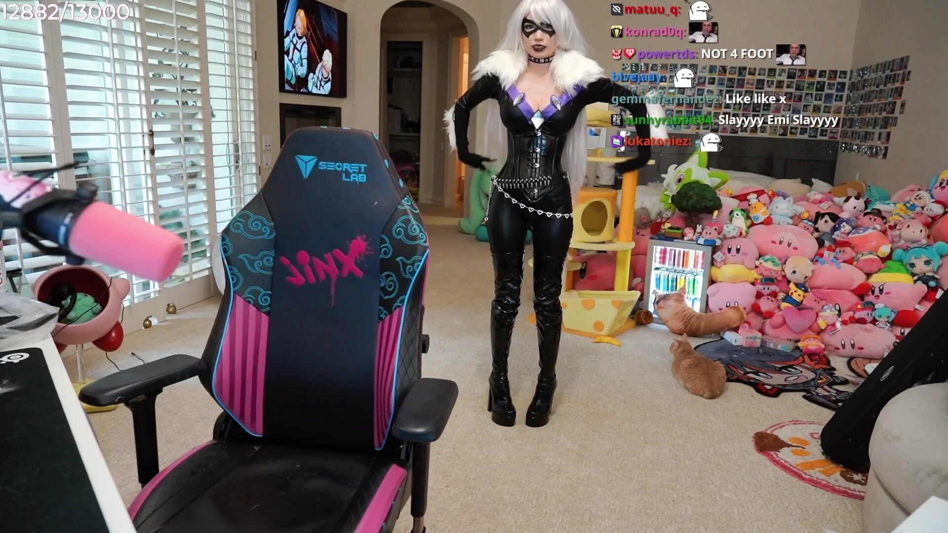 Emiru choker cleavage bodysuit Video
