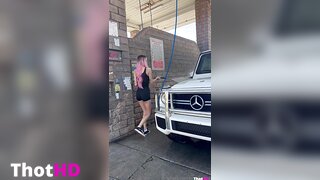 Ashley Matheson from behind outdoor ass short shorts