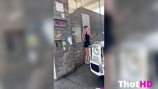 Ashley Matheson from behind outdoor ass short shorts