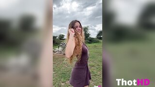 Anna Malygon outdoor dress from behind Video Leak