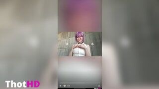 Alina Becker choker thighhighs cleavage OF