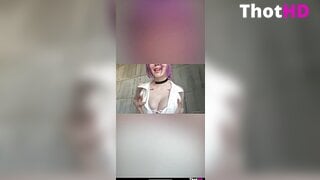 Alina Becker choker thighhighs cleavage OF