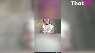 Alina Becker choker thighhighs cleavage OF