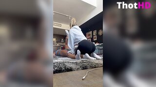 Genie Exum ass short shorts on all fours OF