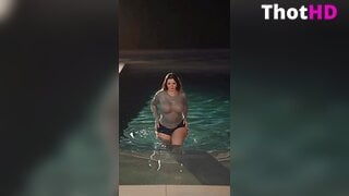 AthenaKami denim shorts wet poolside Big Tits Video