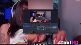Queenkalin masturbating panties aside fingering bottomless OF