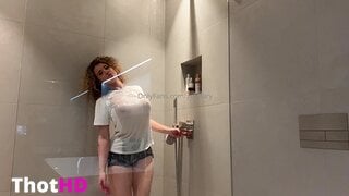 Yololaryy showering mirror bathroom short shorts NSFW Video