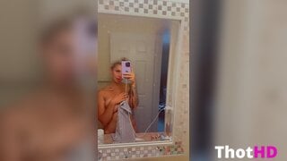 Leah_Mifsud nude towel bathroom mirror OF
