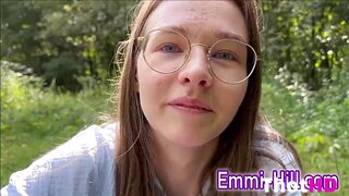 EmmiHill OUTDOOR SQUIRT!!! 18yo Skinny Teen fucks her huge pussy outside till