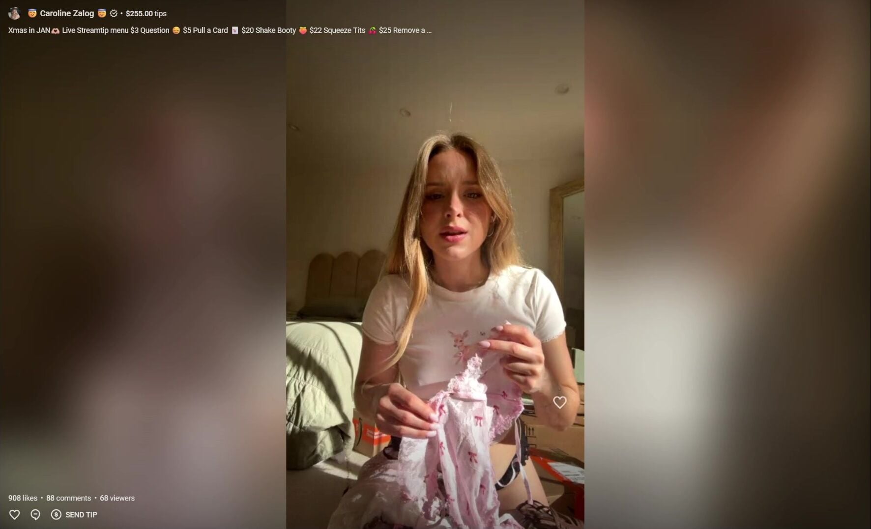 Caroline Zalog Topless in Shorts OF