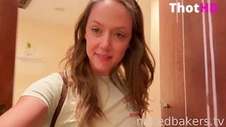 Ellie James Close-Up Pubic Hair Leak