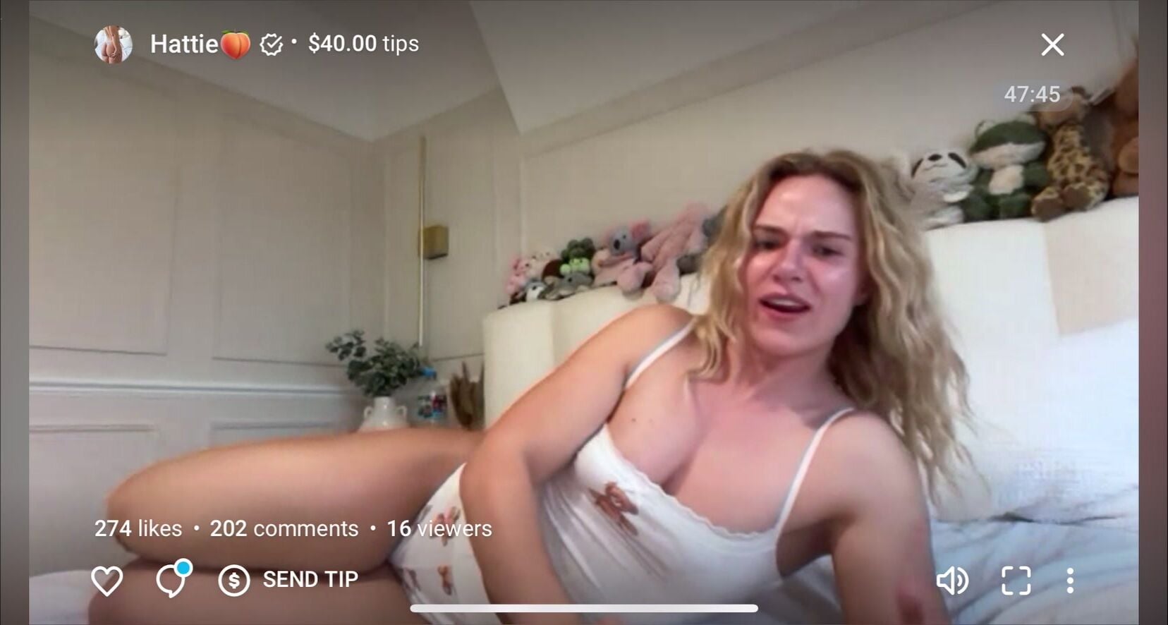 Hattie James Cleavage on Bed OnlyFans