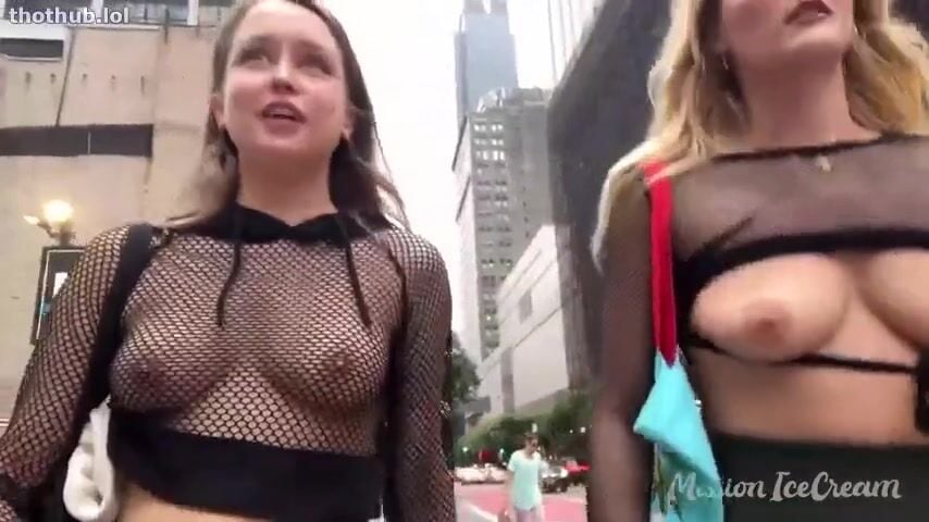 MissionIceCream walking the streets with SavvySuxx Public Boobs Groped