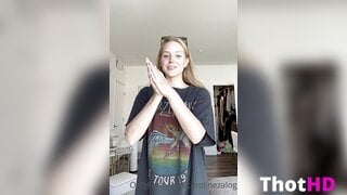 Caroline Zalog Pantyhose Strip NSFW