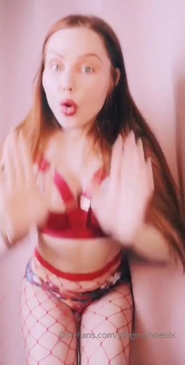 Ginger Phoenix Fishnet Pantyhose NSFW