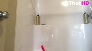Tessa Winters Teen Rides Pink Dildo in Shower