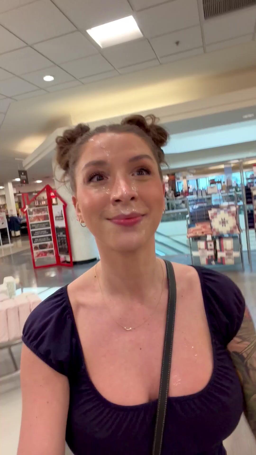 Mathema-kitten blowjob and cumwalk in the mall