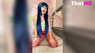 Hoopsydaisy Topless in Fishnet Pantyhose Video
