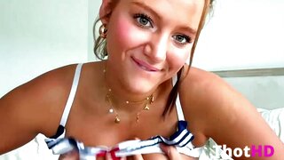 Gianna Krinock spreads her legs and shows dirty and wet her panties are