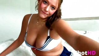 Gianna Krinock spreads her used up pussy and rubs her clit