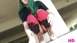 Boba Bitch Fingering In A Public Parking Garage