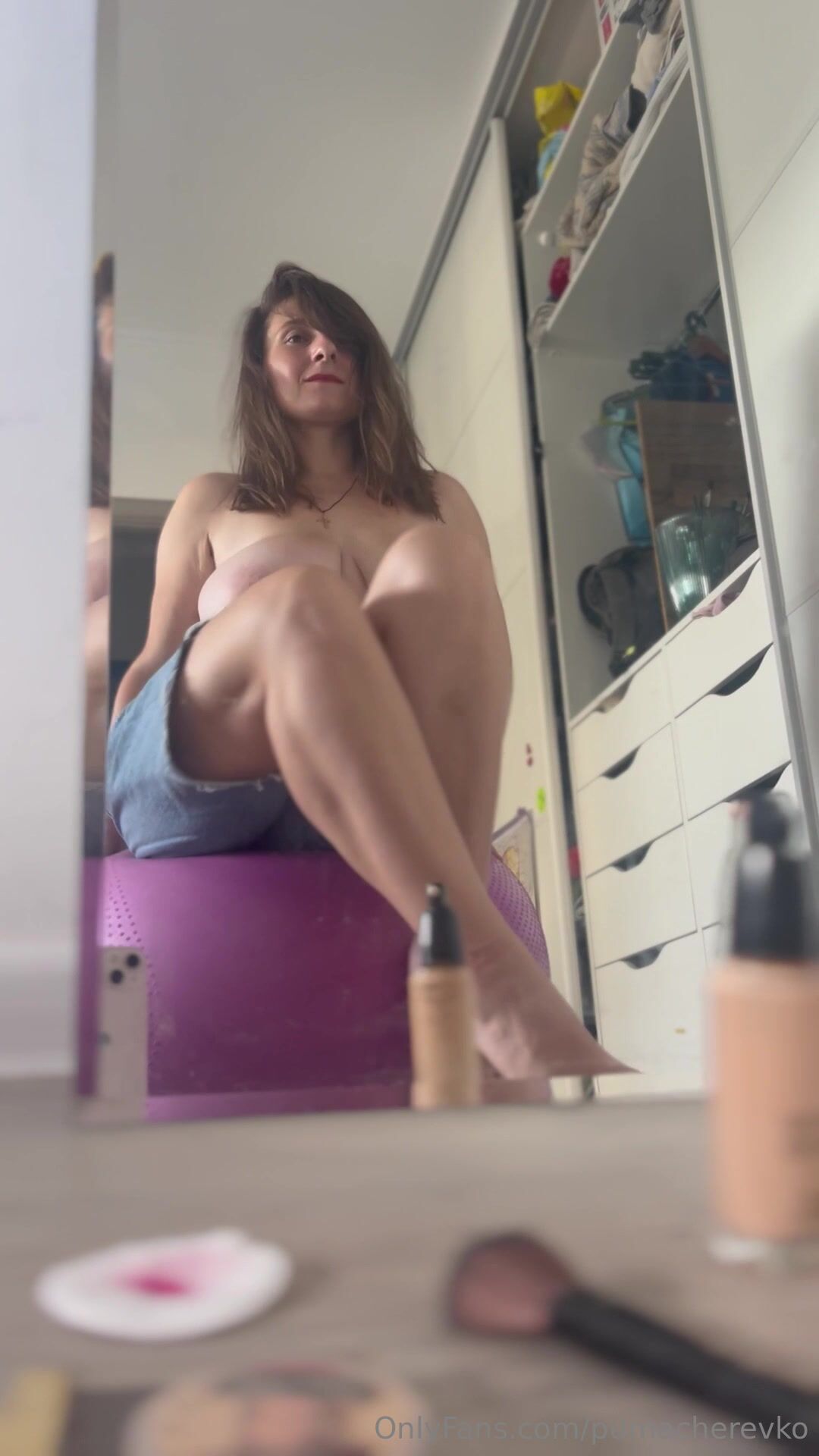 Puma Cherevko Denim Shorts Topless OF