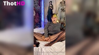 BigTittyGothEgg Masturbating Fishnet Pantyhose Video