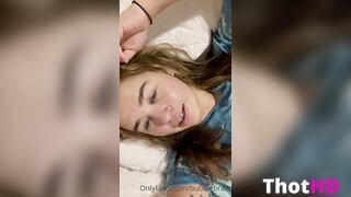 Bubble Bratz Masturbates in bed w teal vibrator