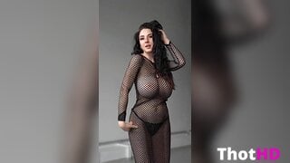 Laurine Big Tits in Fishnet Bodysuit