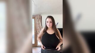 Busty Amateur Teen Drops and Shakes her Big Tits